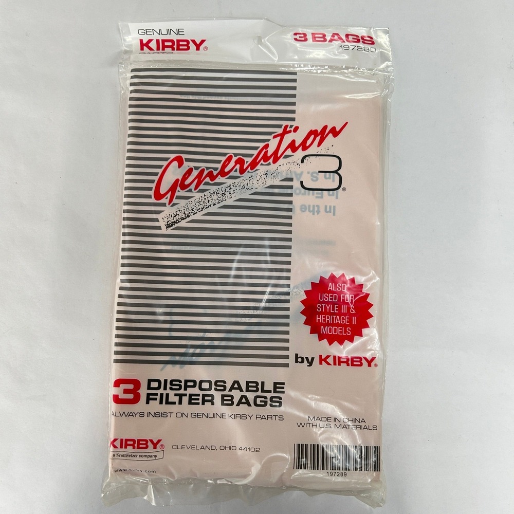 Kirby Generation 3 Vacuum Filter Bags 3-Pack 197289 Tan Heritage II Utility